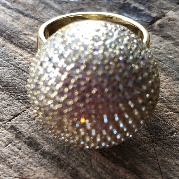 Pave Globe 60's Style Cocktail Ring size 9 - Picture 1 of 4